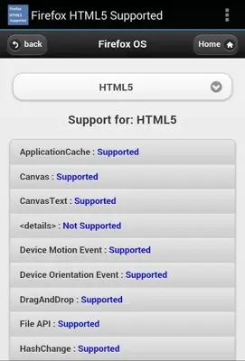 HTML5 Supported for Firefox android App screenshot 1