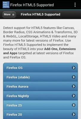 HTML5 Supported for Firefox android App screenshot 3